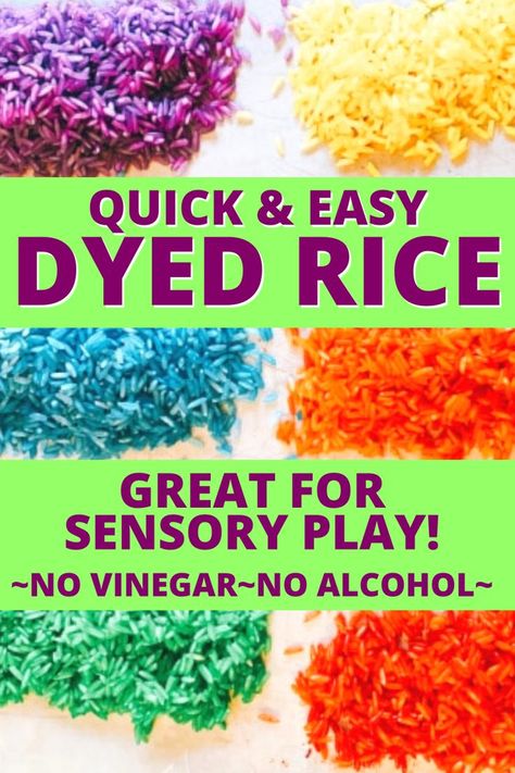 Sensory Bin Diy, Sensory Bottles For Toddlers, Dye Rice, Rice Sensory Bin, Dyed Rice, Color Rice, Easy Preschool Crafts, Diy Kid Activities, Sensory Bottle