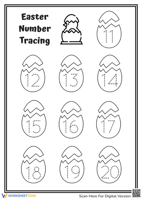 It's Easter now! Let's grab this cute Easter math worksheet and practice tracing numbers. Check it out! ✨ #math #mathworksheets #easter #eastereggs #easterworksheets #eastereggworksheet #tracing #holiday #numbers #numbertracing #11to20 #chicks #easteractivitiesforpreschool #eastertracing #preschooleasteractivities #kidsactivities #preschool #easterprintablesfree Easter Tracing Worksheets, Rabbit Worksheets Preschool, Number 13 Tracing Worksheet, Easter Numeracy Activities, Number Tracing Printables Free 1-30, Easter Math Worksheets, Easter Activities For Preschool, Easter Worksheets, Easter Math