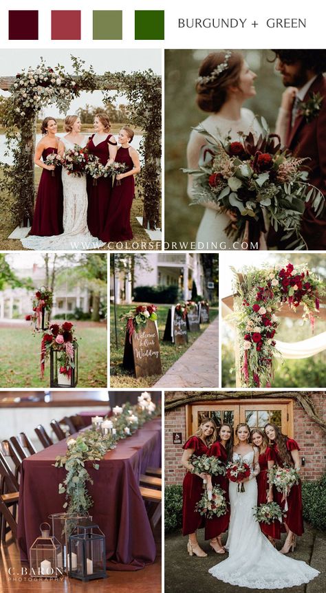 30+ Greenery and Burgundy Wedding Color Ideas | Colors for Wedding - Part 2 Burgundy Bridesmaid Dresses Grey Suits, Maroon And Grey Wedding Decorations, Fall Wedding Ideas Burgundy, Grey And Burgundy Wedding, Burgundy Country Wedding, Cabernet Wedding Colors, Maroon And White Wedding, Wedding Ideas Burgundy, Cranberry Wedding Colors