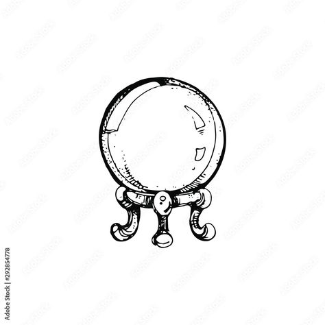 Crystal Ball Drawing, Crystal Ball Illustration, Ball Drawing, Birdcages, Crystal Ball, Infinity Tattoo, Tatting, Tattoos, Crystals