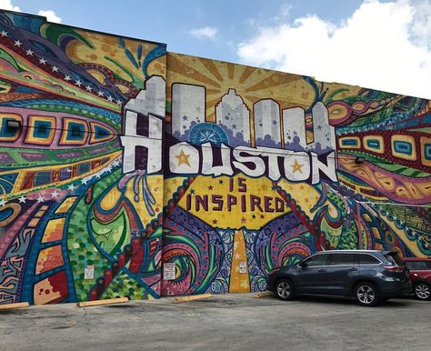 A mural located in Houston. Click to get the address. Houston Street Art, Houston Murals, Houston Street, Best Street Art, Amazing Street Art, San Jacinto, Houston Texans, Street Photo, Main Street