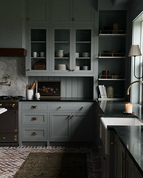 Light and Dwell Interiors (@lightanddwell) • Instagram photos and videos Moody Kitchen, Light And Dwell, Guest Cottage, Custom Made Furniture, Blue Kitchens, Cottage Kitchen, Interior Trend, Maine House, Best Interior