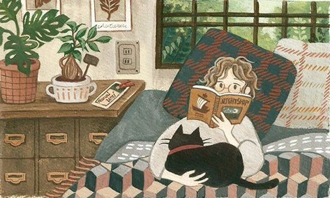 Cat On Lap, Academia Illustration, Gardnerville Nevada, Afternoon Vibes, Vibes Illustration, She And Her Cat, Cute Critters, Illustration Cat, Inspo Pics