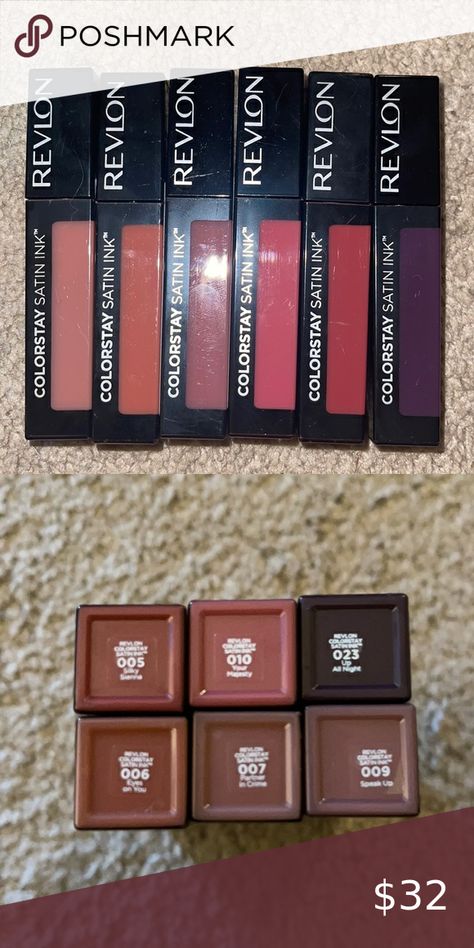 REVLON COLORSTAY SATIN INK LOT OF 6 NUDES ALL BRAND NEW Revlon Colorstay Satin Ink, Up All Night, Revlon Colorstay, All Brands, Revlon, Satin, Brand New, Closet, Clothes Design