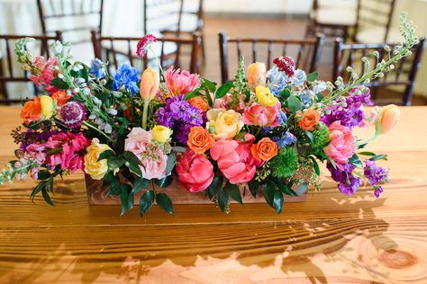 colorful wedding centerpieces - https://ruffledblog.com/modern-playful-texas-carnival-wedding Colorful Wedding Centerpieces, Colorful Centerpieces, Bright Wedding Colors, Bright Wedding Flowers, Carnival Wedding, Colorful Wedding Flowers, Boda Mexicana, Wedding Floral Centerpieces, Bright Wedding