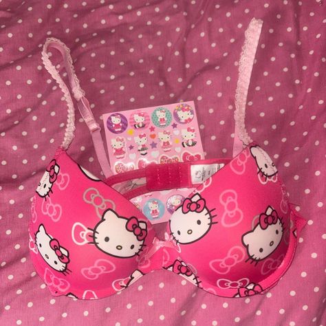 Hello Kitty Condoms Pink, Bras Cute, Hello Kitty Bras, Bra Outfit, Kitty Clothes, Beach Icon, Hello Kitty Clothes, Hello Kit, Pink Hello Kitty