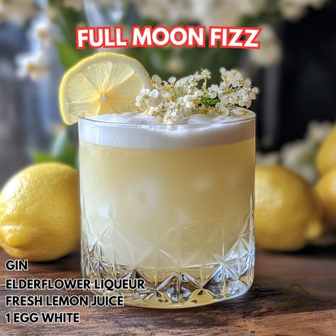 🌕✨ Elevate your cocktail game with the mesmerizing Full Moon Fizz! 🥂 Full Moon Fizz Ingredients: - 1.5 oz gin - 0.75 oz elderflower liqueur - 0.5 oz fresh lemon juice - 1 egg white - 1 tsp sugar - 2 oz club soda Instructions: 1. Combine gin, elderflower liqueur, lemon juice, egg white, and sugar in a shaker without ice. 2. Shake vigorously for 15 seconds. 3. Add ice to the shaker and shake again for another 30 seconds. 4. Strain the mixture into a glass and top with club soda. 5. Enjoy the... Moon Cocktail, Cozy Fall Recipes, Instagram Recipes, Twisted Recipes, Festive Drinks, Trending Recipes, Club Soda, Egg White, Hearty Soups