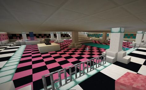 V A P O R - L O U N G E : Vaporwave in Minecraft Minecraft Map Vaporwave Minecraft Builds, Minecraft Vaporwave, Minecraft Club Build, Minecraft Nightclub, Minecraft Club, Minecraft Cliff House, Css Style, Karaoke Room, German Architecture