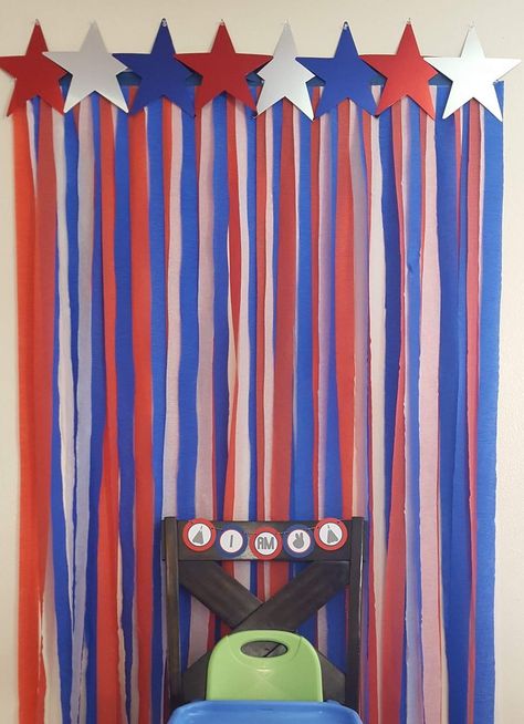 Patriotic Backdrop, Aviation Theme, America Party, Airplane Birthday Party, Twin First Birthday, First Birthday Party Themes, 4th Of July Decorations, Blue Birthday, Trunk Or Treat