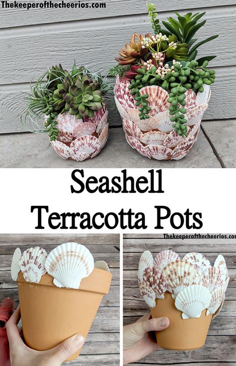 Oyster Crafts, Seashell Art Diy, Beachy Stuff, Art Coquillage, Shell Craft, Seashell Projects, Shells Diy, Terra Cotta Pot Crafts, Flower Pot Crafts