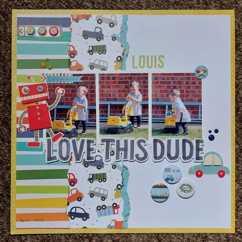 Scrapbook Ideas For Nephew, Toddler Scrapbook Ideas, Kids Scrapbook Ideas, Baby Boy Scrapbook Page Ideas, Preschool Scrapbook, Toddler Scrapbook, Baby Boy Scrapbook Layouts, Family Scrapbook Layouts, Beach Scrapbook Layouts