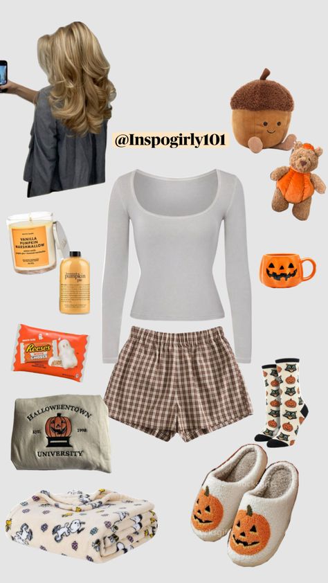 @Inspogirly101 Cite Fall/Halloween pjs/ outfit!! #outfitinspo #halloween #pajamas #fall #fallaesthetic #vanillagirl vanilla girl pajamas in october! #pumpkin Pajamas Fall, Pajama Party Outfit, Teen Fall Outfits, Casual Halloween Outfits, Cozy Christmas Outfit, Halloween Pjs, Girl Pajamas, Halloween Pajamas, Pajama Outfits