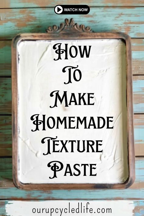 Skip expensive texture pastes and create amazing effects with our simple DIY recipe! Perfect for upcycling projects, adding character to furniture, and more. ➡️ Save money and unleash your creativity! Paste For Textured Art, Homemade Texture Paste Recipes, How To Make Chalk Paste, Diy Chalk Paste Recipe, Diy Texture Paint Recipe, Homemade Texture Paste, Diy Texture Paste Recipe, How To Make Sculpture Paste, How To Make Textured Paint Diy