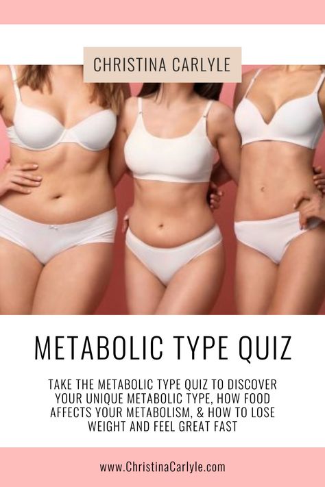 Discover your unique metabolic type with this Metabolic Type Quiz from fitness and health coach Christina Carlyle. How To Get Fast Metabolism, Metabolic Renewal Diet Type 5, How To Get A Faster Metabolism, Hormone Type Quiz, Metabolic Type, Body Rash, Christina Carlyle, Body Type Quiz, Metabolic Workouts