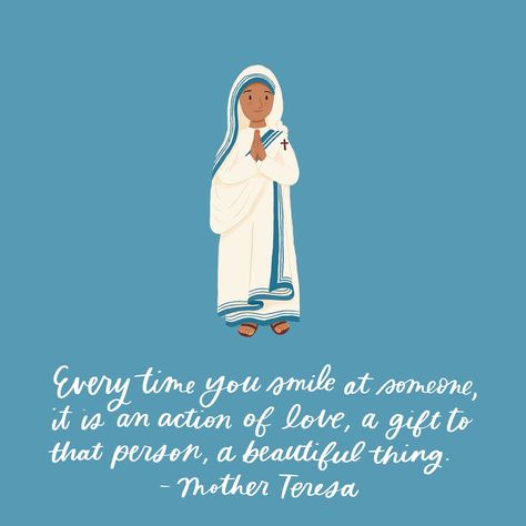 It’s really crazy to think that we lived during a time of a modern day saint like Mother Teresa. In honor of her feast day, we thought we’d share some of our favorite quotes. Share your favorite quote by St. Teresa of Calcutta in the comments below! #stteresaofcalcutta #motherteresa #saintquotes #catholicletteringartist #catholiccreatives #catholicillustration Mother Teresa Art, Saint Teresa Of Calcutta, Mother Teresa, Saint Quotes, Favorite Quotes, Inspirational Quotes, Quotes