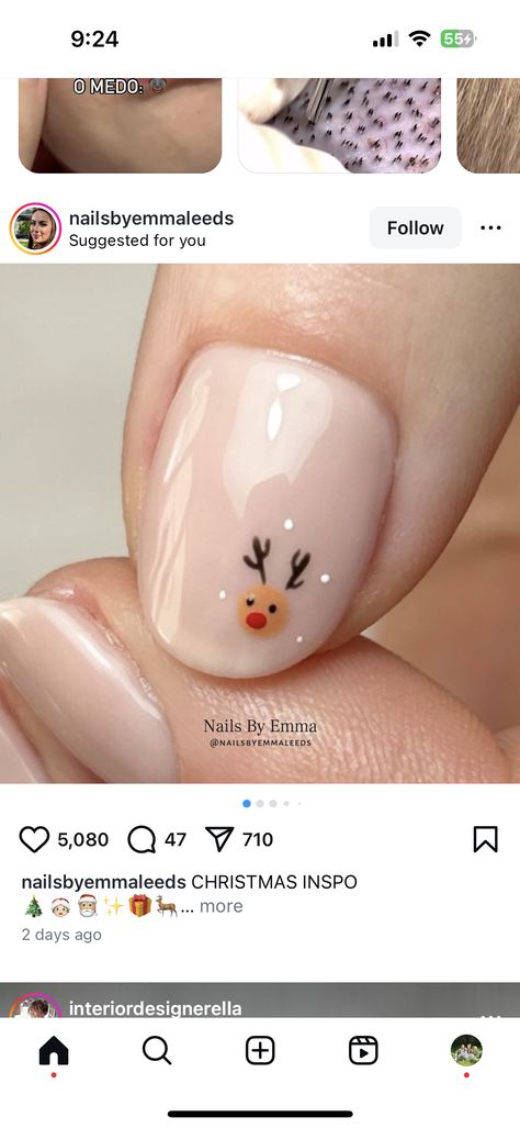 Reindeer Christmas Nails, Deer Nails, Tree Nail Art, December Nails, Light Nails, Christmas Inspo, Festival Nails, Xmas Nails, Reindeer Christmas