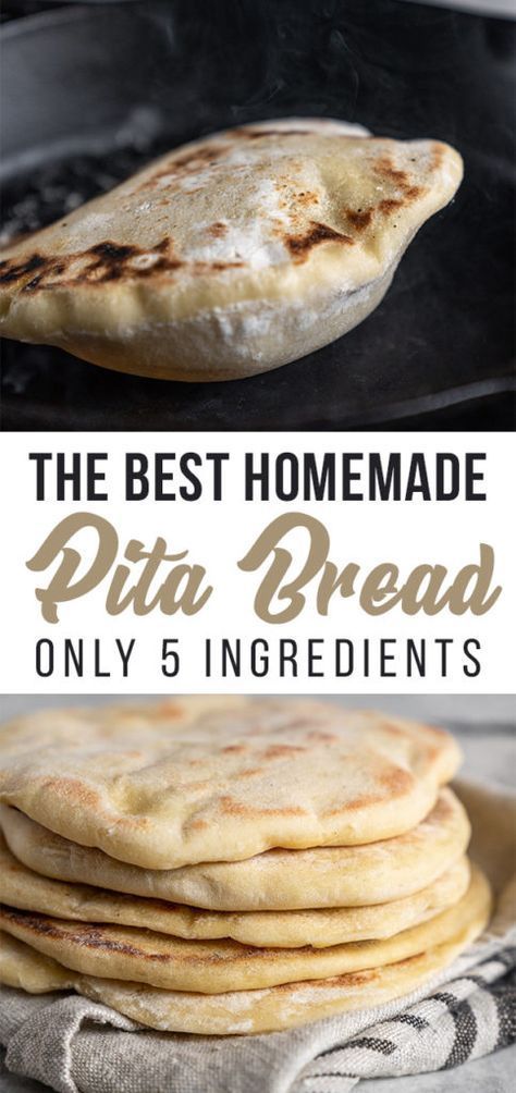 Homemade Pita Bread Recipe - (sweetsimplevegan) Pane Pita, Resepi Roti, Homemade Pita, Homemade Pita Bread, Pita Bread Recipe, Pudding Chia, Pain Pita, Bread At Home, Bread Homemade