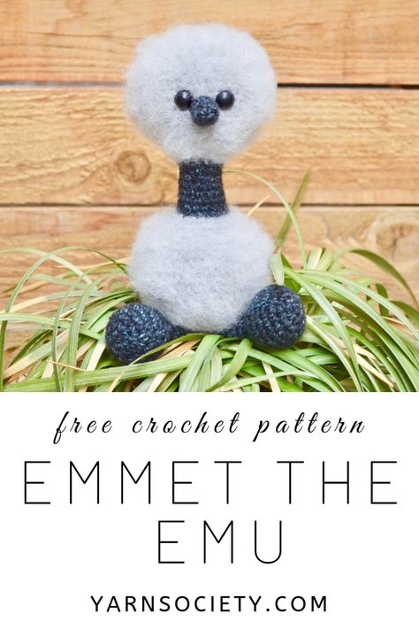 This adorable amigurumi Emu is perfect for beginner and advanced crocheters. Free crochet pattern with step by step pictures included. yarnsociety.com #freecrochetpattern Crochet Bird, Crochet Beginner, Amigurumi For Beginners, Easy Patterns, Free Yarn, Crochet Birds, Fun Crochet, Bird Pattern, Crochet Patterns For Beginners