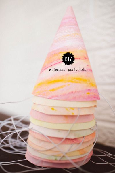 Party hats! http://www.stylemepretty.com/living/2015/06/03/diy-watercolor-party-hats/ | Photography: Michele Hart - http://michelehartphotography.com/ Watercolor Party, Style Me Pretty Living, Watercolor Birthday, Butterfly Party, Diy Watercolor, Party Entertainment, Art Party, Party Hat, Easy Diy Crafts