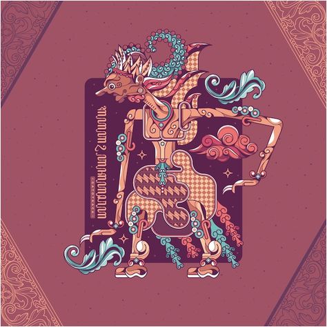 Wayang Kulit Art, Nusantara Art, Air Mancur, Art Traditional, Character Vector, Vector Hand, Premium Vector, Art Inspo, Graphic Resources