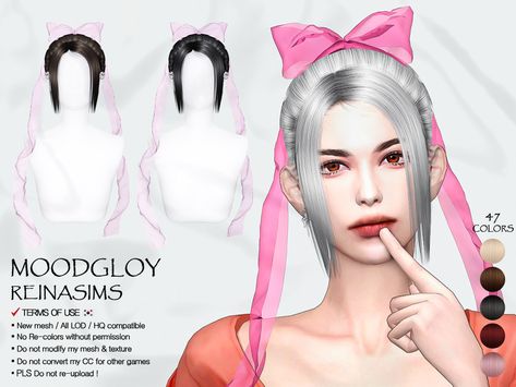 Hair For Sims 4, Vampire Hair, Anna Hair, Female Sims, Cc Hats, Big Hair Bows, Female Hair, All Hairstyles, Sims Hair