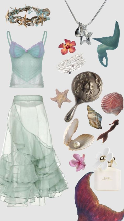 mermaid h2o Mermaid H2o, Ocean Outfits, Coral Outfit, Mermaid Halloween Costumes, Classy Halloween Costumes, Mermaid Halloween, Secret Dress, Mermaid Outfit, Outfit Collage