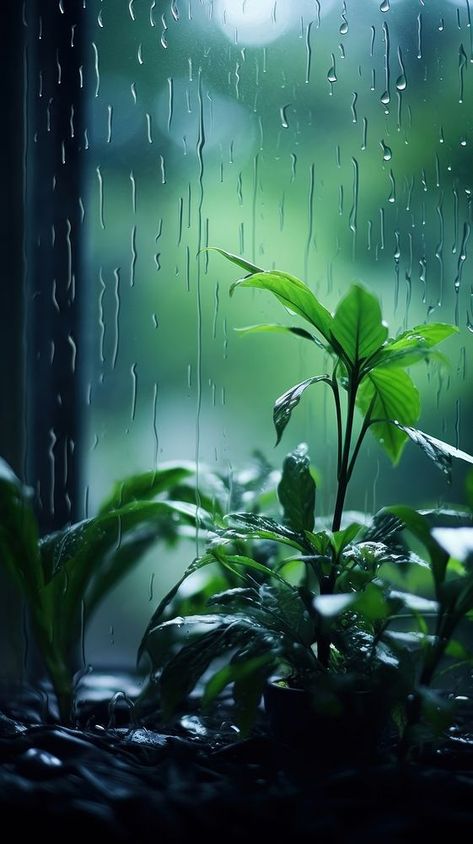 A rain scene with plant nature glass green. | premium image by rawpixel.com Rain Landscape, Sweet Good Morning Images, Rain Wallpaper, Art Scenery, Rain Wallpapers, Iphone Wallpaper Classy, Green Magic, Scenery Photos, Cool Pictures For Wallpaper