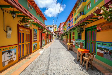 streets of Guatape, Colombia Colorful Buildings, South America Destinations, Artificial Lake, Colombia Travel, Pablo Escobar, South America Travel, Samar, Machu Picchu, Mongolia