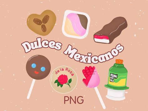 Mexican Candy Illustration, Mexican Food Drawing, Mexican Clipart, Candy Illustration, November Crafts, Latino Art, Mexican Culture Art, Mexican Candy, Cute Laptop Stickers