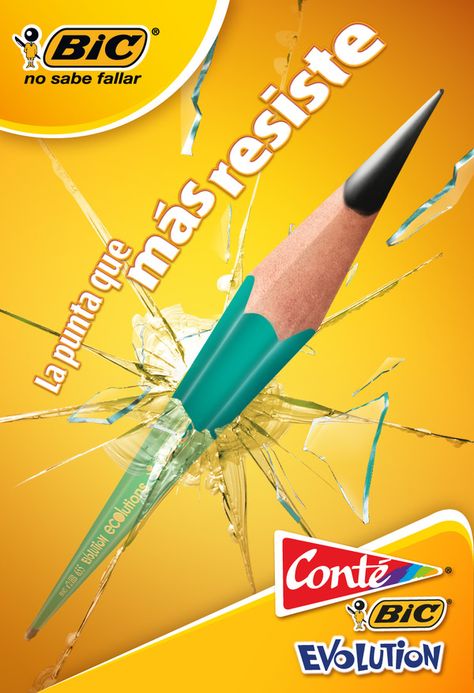 Propuesta Campaña Lápiz BIc Conté by Oscar Borrego, via Behance Bic Pencils, Creative Advertising Photography, Marketing Channels, Advertising Graphics, Bic Pens, Stationary Art, Dark Art Photography, Ads Campaign, 타이포그래피 포스터 디자인