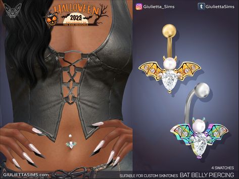 The Sims Resource - Bat Crystal Belly Piercing (for custom skin tones) Stomach Piercings, Sims 4 Piercings, Sims 4 Tattoos, Sims 4 Studio, Sims 4 Anime, Tumblr Sims 4, Sims 4 Cc Folder, Sims 4 Dresses, Sims 4 Mods Clothes