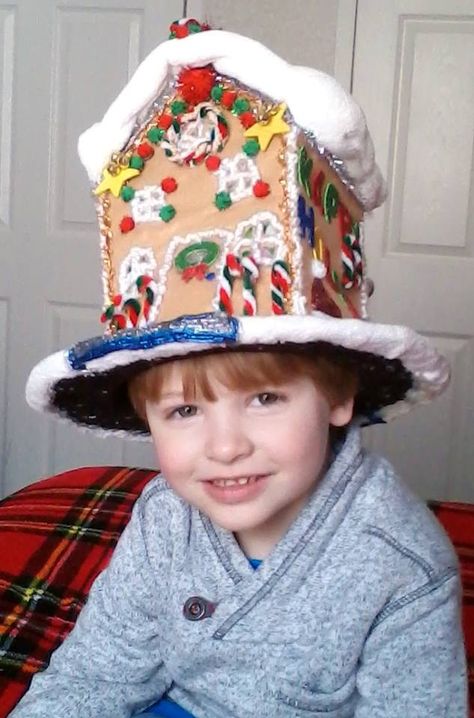 This is the Gingerbread House Hat made by me, Larina Marie Chodan Johnson, owner and creator at Rainey Days Creative (visit our FB page @ www.facebook.com/RaineyDaysCreative) Crazy Christmas Hat Diy Ideas, Crazy Christmas Hat Ideas, Holiday Hats Diy, Ugly Christmas Hat Ideas, Funny Christmas Hats Diy, Crazy Christmas Hat, Christmas Hats Ideas, Gingerbread Hat, Diy Christmas Hats