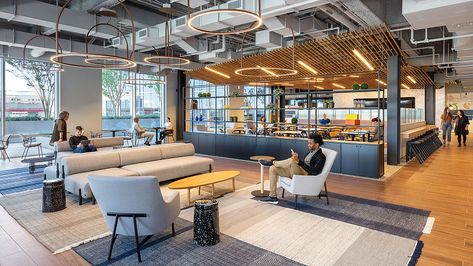 How Companies Are Using the Office to Transition to the New Reality | Gensler Opening A Coffee Shop, Cafe Seating, Future Of Work, Shared Office, Third Place, Office Lounge, Showroom Design, Office Environment, Private Office