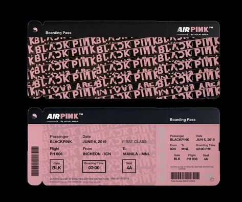 Blackpink Ticket Concert, Blackpink Ticket Sticker, Ticket Avion, Pink Tickets, Billboard Design, Ticket Design, Pink Parties, Postal Stamps, Concert Tickets