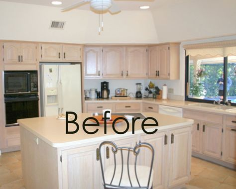 My lovely client Sharon consulted with me this past May and here is the beautiful result: Her sitting area off the kitchen painted BM Wickham Gray The pickled 80's oak cabinets. After Her gorgeous kitchen after with the stunning chandelier. Sharon used White Delicatus granite for her countertops and Annie Sloan mix of Old White 25% & Pure White 75% for her cabinets.… Continue reading → Kitchen Colors With Oak Cabinets, Painting Old Kitchen Cabinets, Colors With Oak Cabinets, Kitchen Cabinets White, Peach Bathroom, Painting Kitchen Cabinets White, Maple Kitchen Cabinets, Redo Cabinets, Painting Oak Cabinets