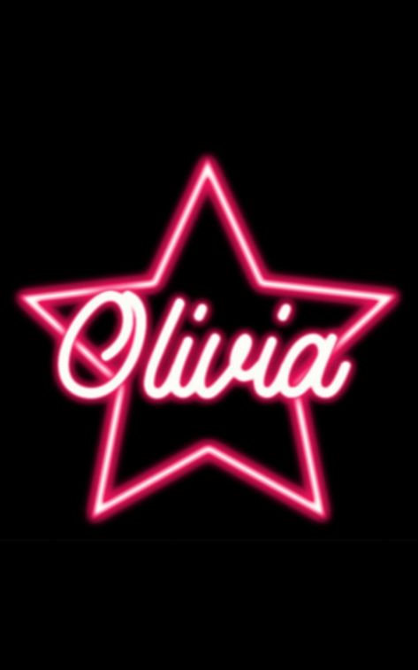 Olivia Name | Decoration Neon  Pink Star | Baby Girl | Olivia Signs | livia art decor Olivia Name Wallpaper, Olivia Name Aesthetic, Olivia Name Art, Olivia Wallpaper, Olivia Art, Olivia Name, Baby Girl Sign, Olivia Lyrics, Olivia Pink