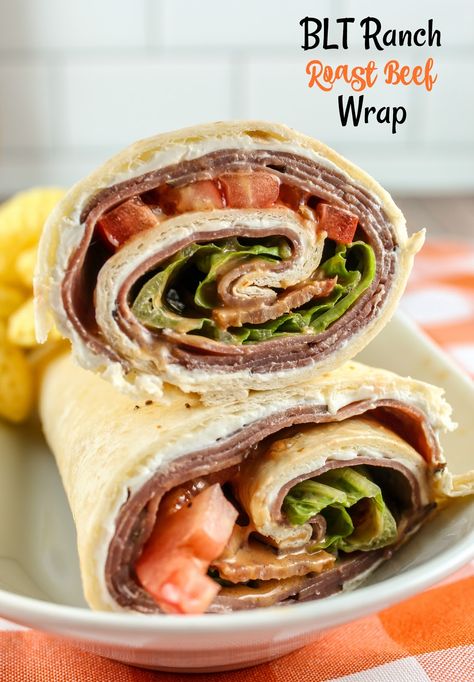 I'm a huge fan of Roly Poly Sandwiches! They're healthy and have so much variety! I've tried so many of them and what I love about this BLT Ranch Roast Beef Wrap is that it's perfect for taking on the go (picnics, parties, etc). #roastbeefwrap #roastbeefsandwich #rolypoly #copycatrecipe Roast Beef Wraps Cold, Roast Beef Wraps Recipes, Ranch Roast, Pinwheel Appetizers Cream Cheese, Roast Beef Wrap, Bbq Ranch Dressing, Yum Snacks, Bacon Jerky, Wraps Recipes