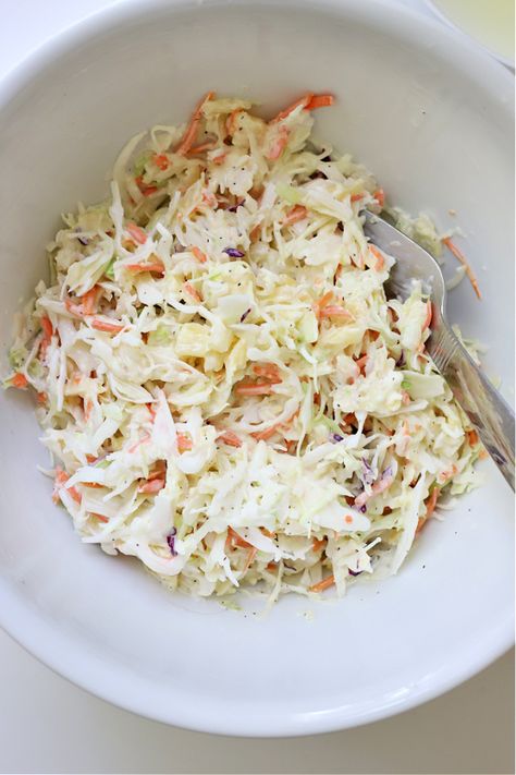 Pineapple Coleslaw - Grateful Prayer | Thankful Heart Pineapple Coleslaw Recipe Easy, Coleslaw With Pineapple Recipes, Coleslaw With Pineapple, Specialty Salads, Camper Recipes, Pineapple Coleslaw Recipe, Coleslaw For Pulled Pork, Veggie Board, Pineapple Coleslaw