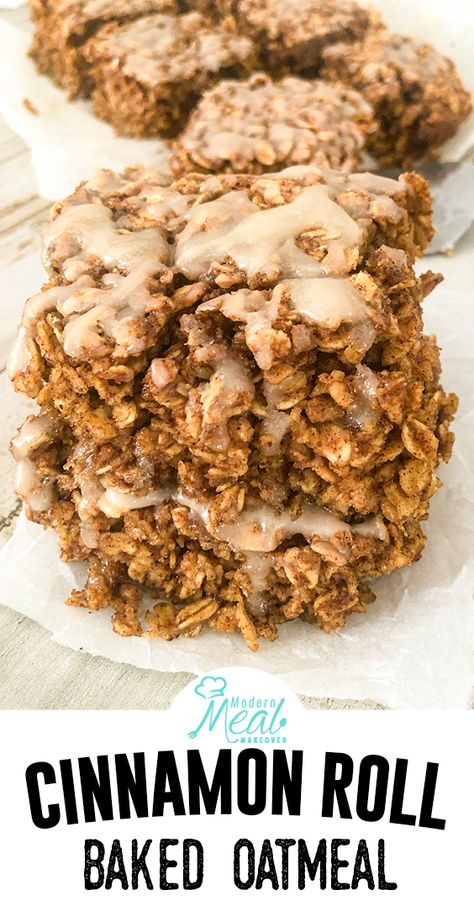 This Cinnamon Roll oatmeal recipe is the perfect combination of hot cereal and cinnamon rolls packed into one delicious breakfast recipe. I’m always looking for new breakfast ideas and this baked oatmeal was a huge hit with my family. They are healthy, high in fiber, and taste just like your favorite dessert. Baked Oatmeal Recipes Cinnamon Roll, Baked Oatmeal Donut, Sticky Cinnamon Roll Baked Oatmeal, Cinnamon Roll Baked Oatmeal Protein, Oat Donut Recipe, Baked Oatmeal Cinnamon Roll, Oatmeal Cinnamon Rolls, Cinnamon Roll Oatmeal Bake, Rolled Oat Recipes