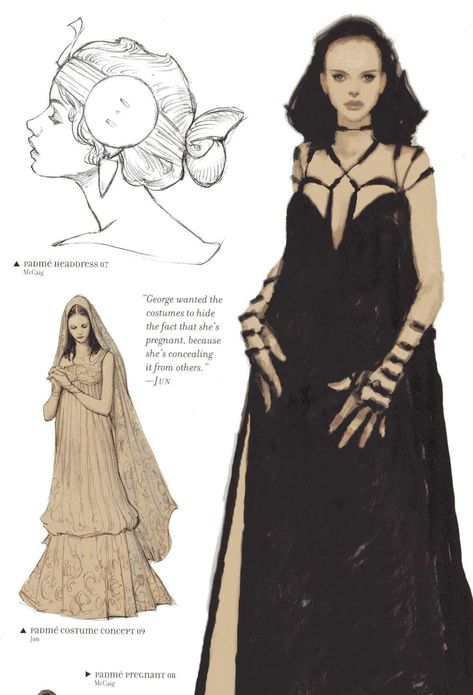 Star Wars Padme Concept Art, Naboo Clothes, Padme Outfits Concept Art, Naboo Outfit, Padme Amidala Outfits Concept Art, Padme Concept Art, Star Wars Aesthetic Clothes, Naboo Fashion, Costume Design Sketch