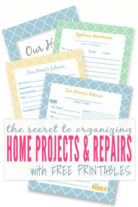 Organized your home projects and repairs with these free printables Easy Home Improvement, Home Improvement Loans, Diy Stairs, Small Budget, Home Repairs, Diy Home Improvement, Diy Organization, Organizing Your Home, Home Repair