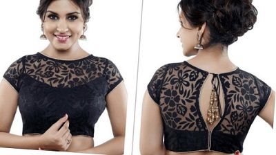 85 Latest Blouse Designs for Sarees: Images and Catalogue (2019) Blouse Designs Pattern, Black Net Blouse, Boat Neck Blouse Designs, Neck Blouse Designs, Casual Blouse Designs, Black Blouse Designs, Indian Blouse Designs, Princess Cut Blouse, Netted Blouse Designs