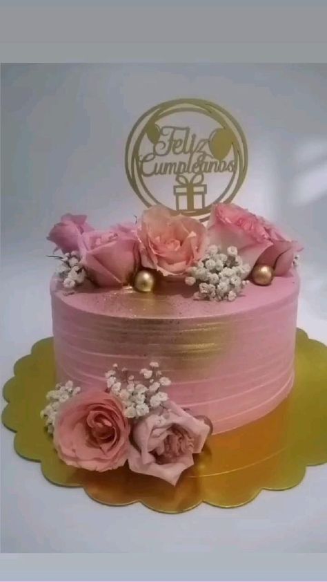 Happy Birthday Cakes For Women, Hot Pink Cakes, One Tier Cake, 50th Cake, Happy Birthday Wishes Cake, Pink Birthday Cakes, Birthday Wishes Cake, Rose Cupcakes, Birthday Cakes For Women