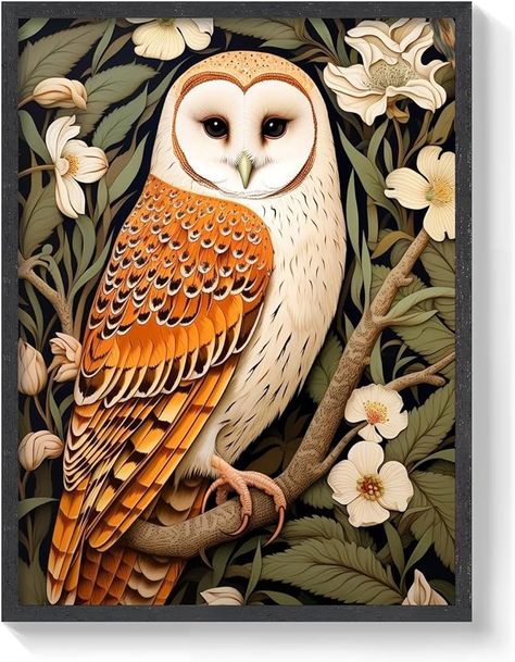 Barn Owl Art, Owl Art Print, Decor For Bedroom, Owl Art, Barn Owl, Bedroom Bathroom, William Morris, Art Decor, Wall Art Prints