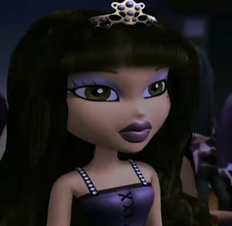 Black Hair With Bangs Pfp Cartoon, Cartoon With Bangs, Yasmin Bratz Pfp, Yasmin Bratz, Brown Hair Bangs, Brunette Bangs, Bratz Girls, Snapchat Stickers, Fringe Bangs