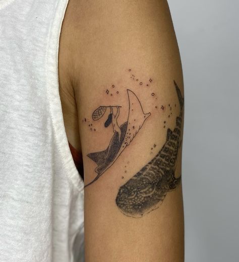 Manta Ray Tattoo, Star Catcher, Brooklyn Tattoo, Ray Tattoo, Nyc Tattoo, Botanical Tattoo, Manta Ray, Abstract Tattoo, Whale Shark