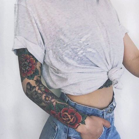 Tattoos Arm Mann, Woman With Tattoos, Girls With Sleeve Tattoos, Disney Tattoo, Flower Tattoo Sleeve, Tattoo Cover, Full Sleeve Tattoos, Boy Tattoos, Sleeve Tattoos For Women