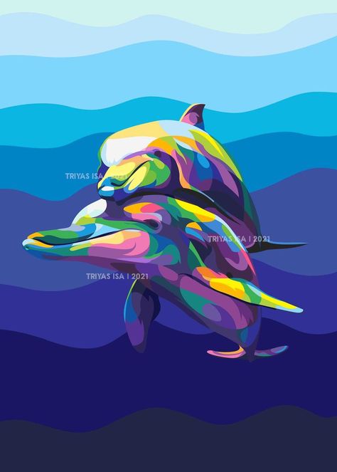 pop art Colorful Animal Paintings, Marilyn Monroe Painting, Dolphin Painting, Wpap Art, Dolphin Art, Playing Cards Art, Pop Art Animals, Illustration Art Design, Pop Art Illustration