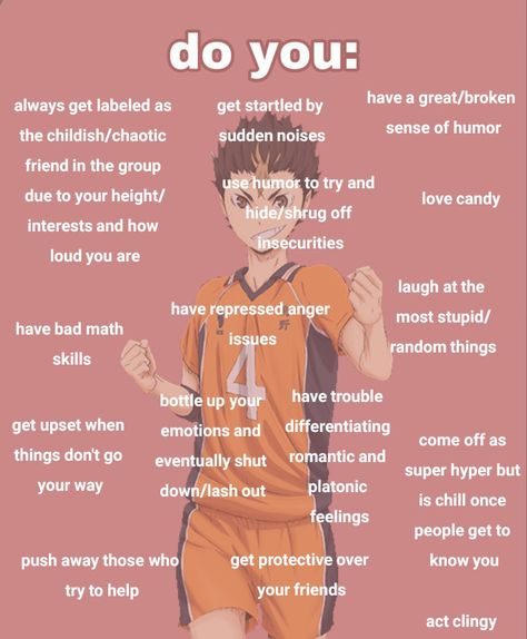 Kin Bingo Haikyuu, Nishinoya Kinnie, Haikyuu Kinnies Bingo, Haikyuu Kinnies, Kinnie List, Repressed Anger, Yu Nishinoya, Nishinoya Yuu, I Hate Everything