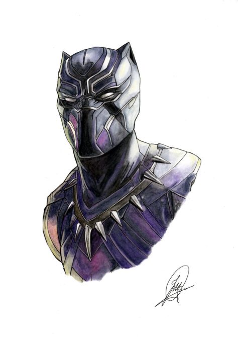 Black Panther Drawing Sketch, Black Panther Watercolor, Dessin Black Panther, Black Panther Dibujo, Superhero Graffiti, Black Panther Sketch, Black Pantera, Marvel Sketches, Black Panther Drawing